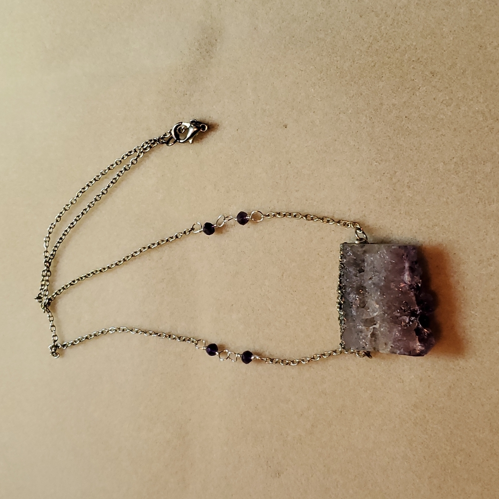 Amethyst slice necklace